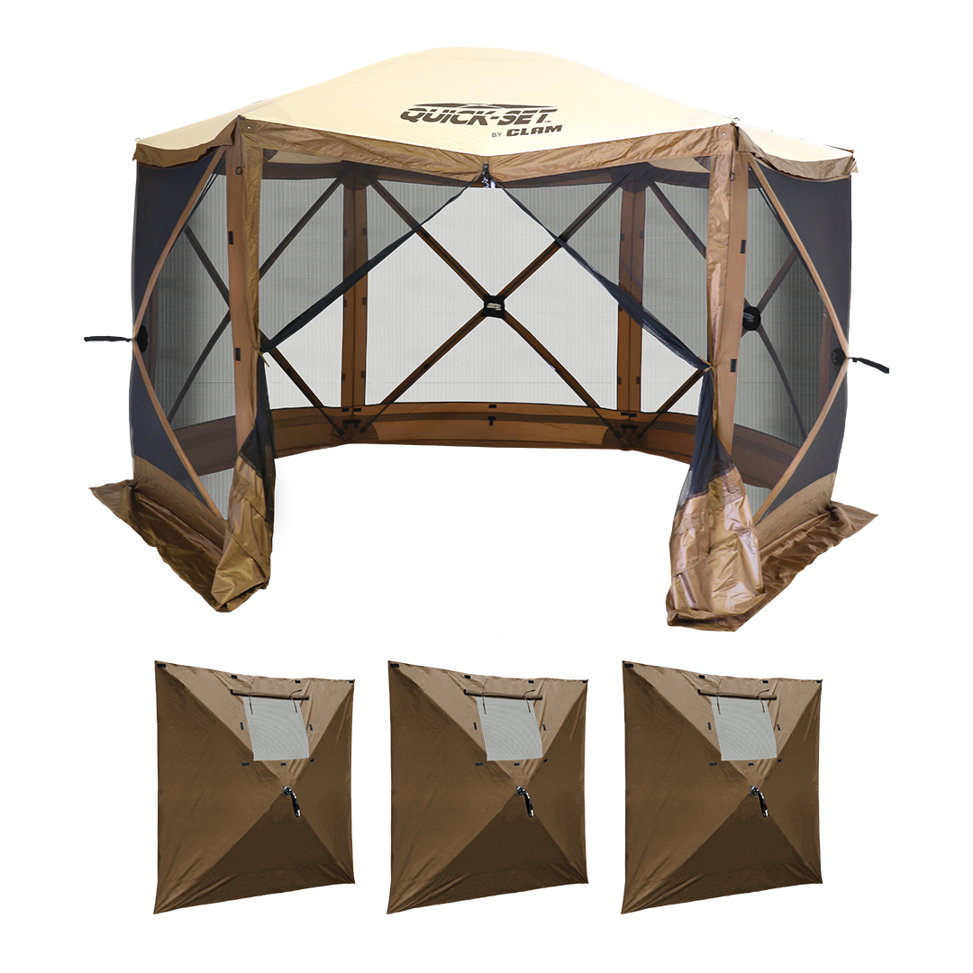 Brown Escape Bundle with Three Wind Panels – Clam Outdoors