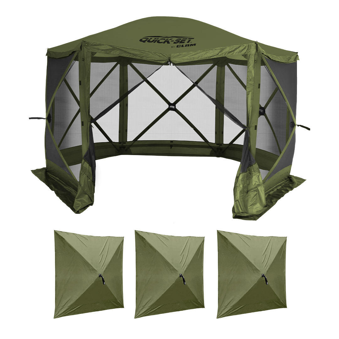 USパップテント Quick-Set Green Escape Bundle Screen Tent and 3 Panels | Clam Outdoors