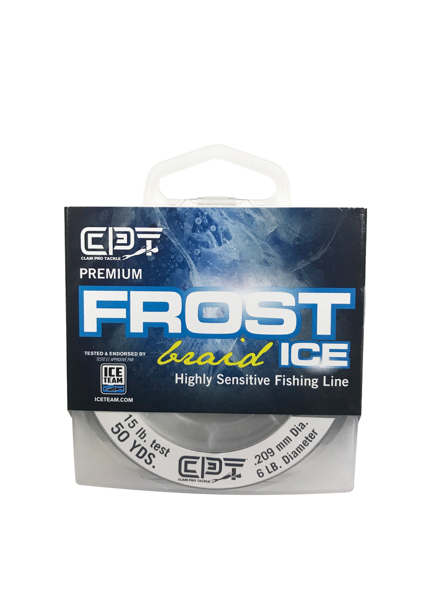Clam Frost Ice Braid Fishing Line, Hi-Vis Yellow Clam Frost Ice Braid Fishing Line, Hi-Vis Yellow