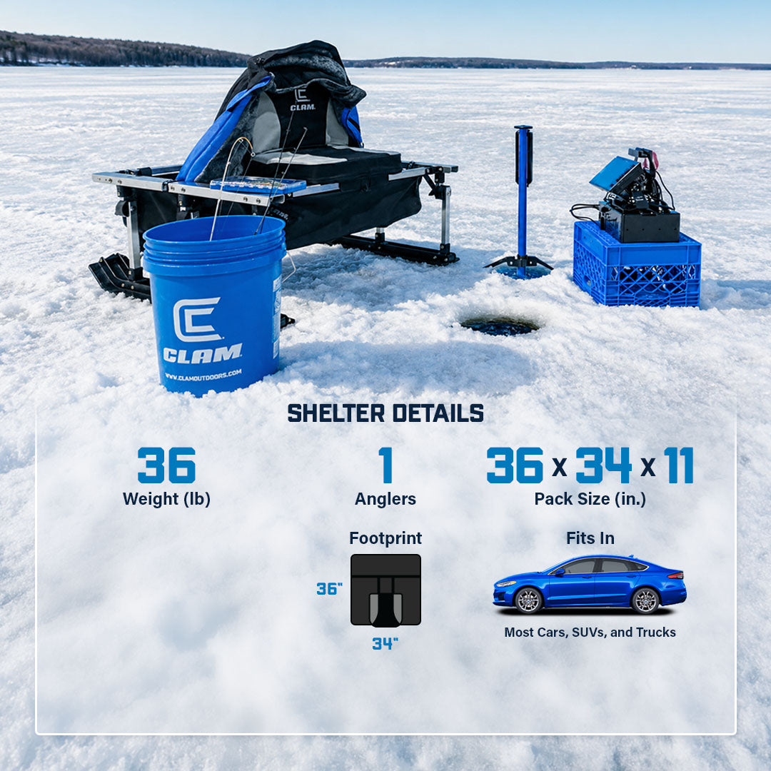 clam collapsible minnow bucket fish hauler 5-Gallon anglers will have no problem getting in and out without stepping over their fishing buddy Pack Sled