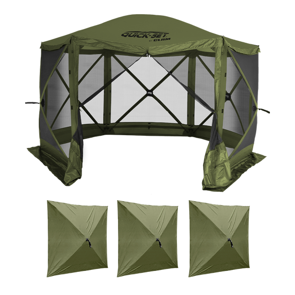 Quick-Set Green Escape Bundle Screen Tent and 3 Panels | Clam Outdoors