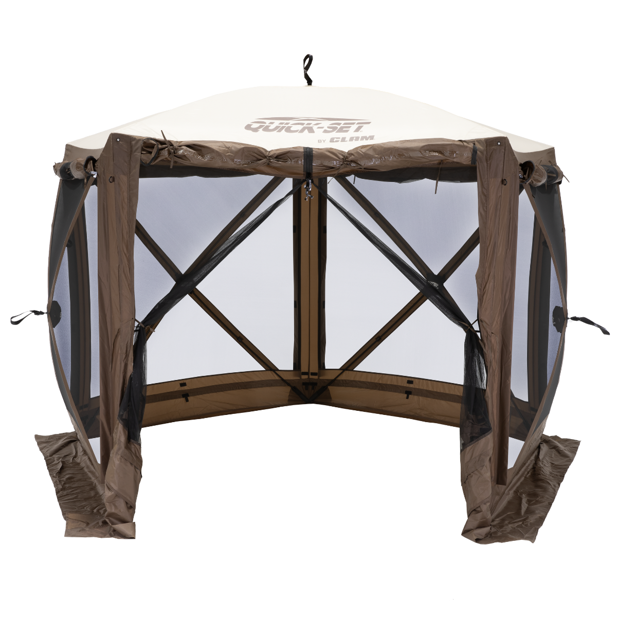 CLAM Quick-Set Adventure 9 x 9 ft Portable Outdoor Camping Canopy Shelter, Brown
