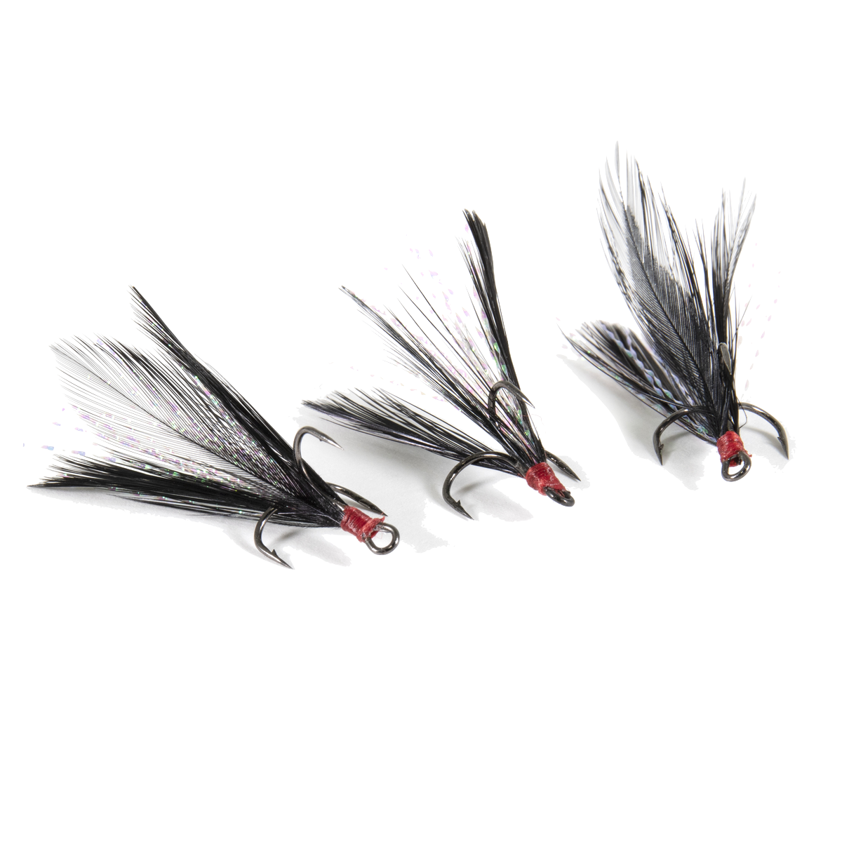 Clam Gaff Feathered Treble Hooks #8 / Black Clam Gaff Feathered Treble Hooks #8 / Black