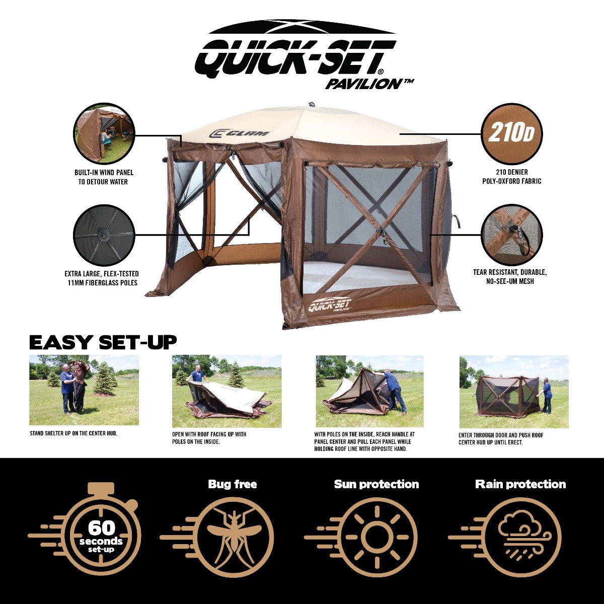 Brown Pavilion Bundle With Pavilion Floor – Clam Outdoors