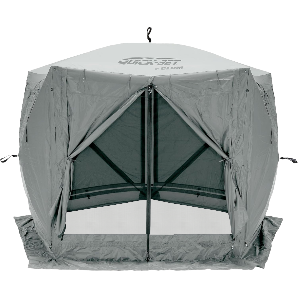 close tent CLAM Quick-Set Adventure 9 x 9 ft Portable Outdoor Camping Canopy Shelter, Brown