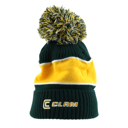 Green/Gold Clam Pom Hat