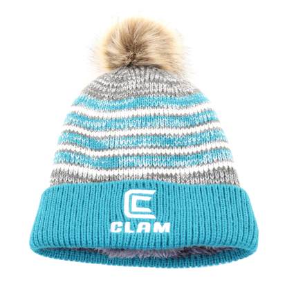 Clam Pom Hat, Grey/Teal, IS22